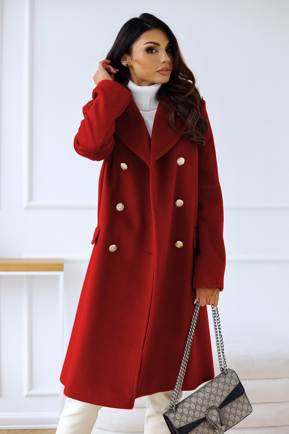 WOOLEN DOUBLE BUTTON COAT