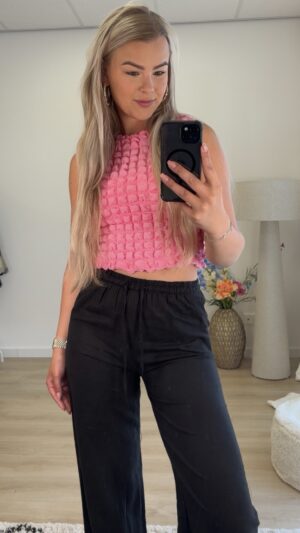 Tall linnen broek – Zwart