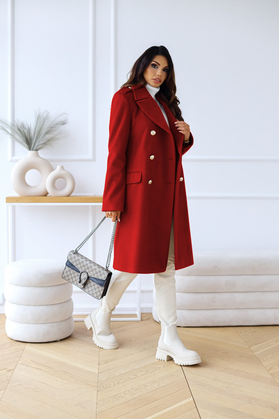 WOOLEN DOUBLE BUTTON COAT