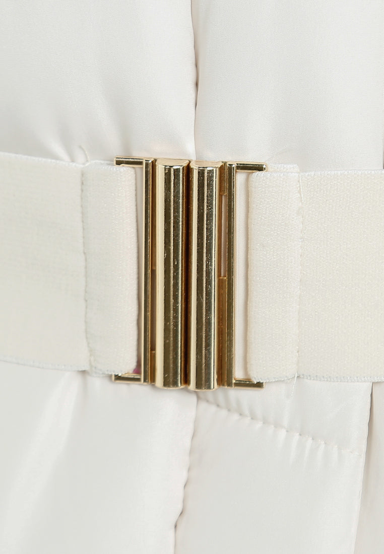 BELTED HOODED LONG PUFFER